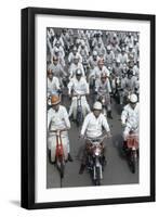 Soichiro Honda, Founder of Honda Corporation, Riding Motorcycles with Workers, Tokyo, Japan, 1967-Takeyoshi Tanuma-Framed Photographic Print