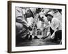 Soichiro Honda Showing Engineers Solution to Body Noise Problem at Research Facility, Japan, 1967-Takeyoshi Tanuma-Framed Photographic Print