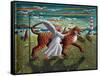 SOJURN OF THE ANGEL, THE PARROT AND THE TIGER-PJ Crook-Framed Stretched Canvas