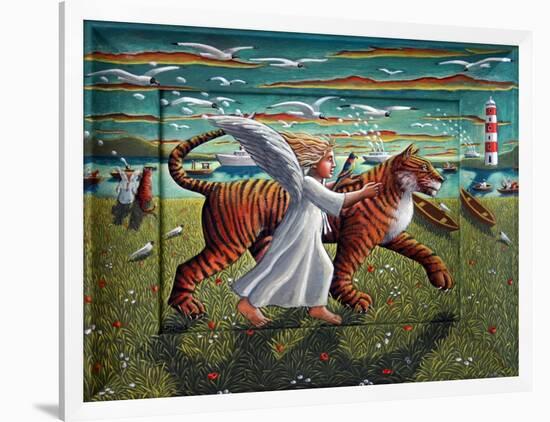 SOJURN OF THE ANGEL, THE PARROT AND THE TIGER-PJ Crook-Framed Giclee Print