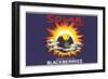 Solar Blackberry Label-null-Framed Art Print