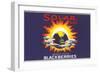 Solar Blackberry Label-null-Framed Art Print