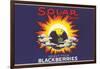 Solar Blackberry Label-null-Framed Art Print