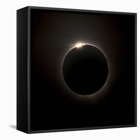 Solar Eclipse with Prominences And Diamond Ring Effect-Stocktrek Images-Framed Stretched Canvas
