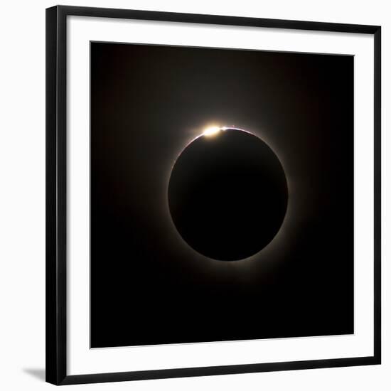 Solar Eclipse with Prominences And Diamond Ring Effect-Stocktrek Images-Framed Photographic Print