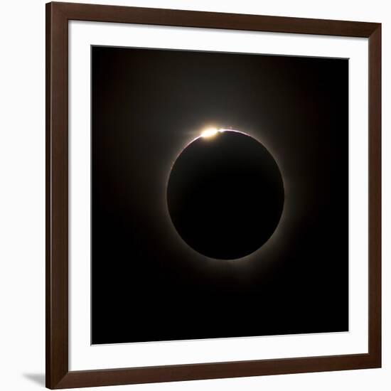 Solar Eclipse with Prominences And Diamond Ring Effect-Stocktrek Images-Framed Photographic Print