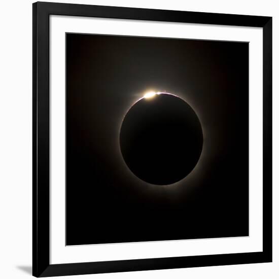 Solar Eclipse with Prominences And Diamond Ring Effect-Stocktrek Images-Framed Photographic Print