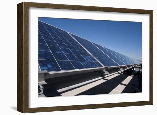 Solar Panels Installed on Top of a Parking Garage-null-Framed Photographic Print