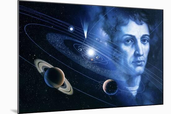 Solar System And Nicolaus Copernicus-Detlev Van Ravenswaay-Mounted Premium Photographic Print