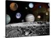 Solar System Montage of Voyager Images Photograph - Outer Space-Lantern Press-Stretched Canvas