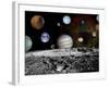 Solar System Montage of Voyager Images Photograph - Outer Space-Lantern Press-Framed Art Print