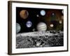 Solar System Montage of Voyager Images Photograph - Outer Space-Lantern Press-Framed Art Print