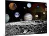 Solar System Montage of Voyager Images Photograph - Outer Space-Lantern Press-Mounted Art Print