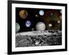 Solar System Montage of Voyager Images Photograph - Outer Space-Lantern Press-Framed Art Print