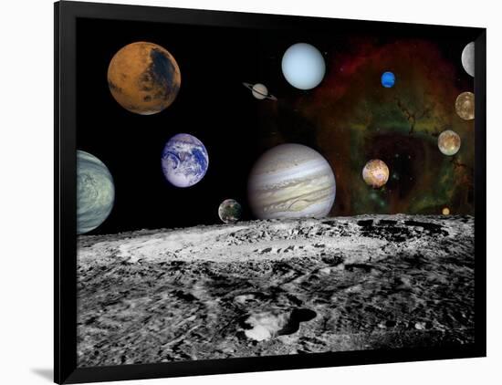 Solar System Montage of Voyager Images Photograph - Outer Space-Lantern Press-Framed Art Print