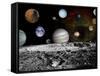 Solar System Montage of Voyager Images Photograph - Outer Space-Lantern Press-Framed Stretched Canvas