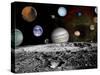 Solar System Montage of Voyager Images Photograph - Outer Space-Lantern Press-Stretched Canvas