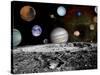 Solar System Montage of Voyager Images Photograph - Outer Space-Lantern Press-Stretched Canvas