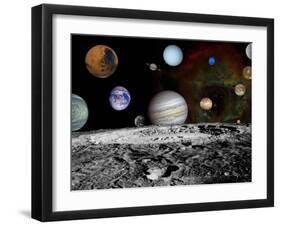 Solar System Montage of Voyager Images Photograph - Outer Space-Lantern Press-Framed Art Print