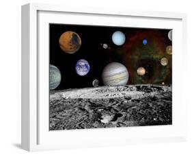 Solar System Montage of Voyager Images Photograph - Outer Space-Lantern Press-Framed Art Print