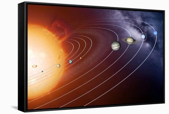 Solar System Orbits, Artwork-Detlev Van Ravenswaay-Framed Stretched Canvas