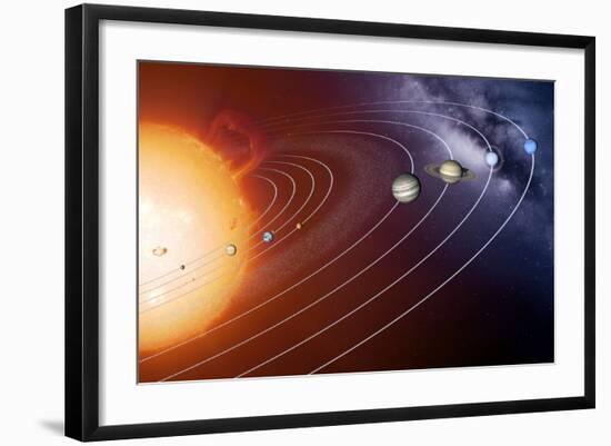 Solar System Orbits, Artwork-Detlev Van Ravenswaay-Framed Premium Photographic Print