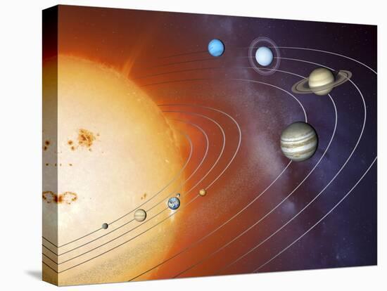 Solar System Orbits, Artwork-Detlev Van Ravenswaay-Stretched Canvas