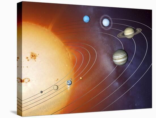 Solar System Orbits, Artwork-Detlev Van Ravenswaay-Stretched Canvas