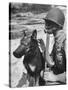 Soldier and German Shepard Wearing Gas Masks for Chemical Warfare Maneuvers-Andreas Feininger-Stretched Canvas