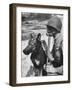 Soldier and German Shepard Wearing Gas Masks for Chemical Warfare Maneuvers-Andreas Feininger-Framed Photographic Print