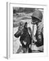 Soldier and German Shepard Wearing Gas Masks for Chemical Warfare Maneuvers-Andreas Feininger-Framed Photographic Print