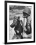 Soldier and German Shepard Wearing Gas Masks for Chemical Warfare Maneuvers-Andreas Feininger-Framed Photographic Print