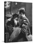 Soldier Consoling Wife as He Says Goodbye at Penn Station before Returning to Duty, WWII-Alfred Eisenstaedt-Stretched Canvas