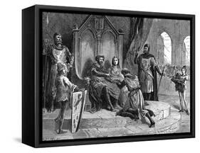 Soldier Declares Feudal Homage to the King-Emile Bayard-Framed Stretched Canvas