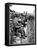 Soldier Eating in a Trench in the Champagne Region, 1916-Jacques Moreau-Framed Stretched Canvas