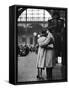 Soldier Embracing Girlfriend While Saying Goodbye in Pennsylvania Station Before Returning to Duty-Alfred Eisenstaedt-Framed Stretched Canvas