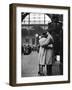 Soldier Embracing Girlfriend While Saying Goodbye in Pennsylvania Station Before Returning to Duty-Alfred Eisenstaedt-Framed Photographic Print