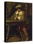 Soldier from the Thirty Years' War with beer mug-Wilhelm Trübner-Stretched Canvas