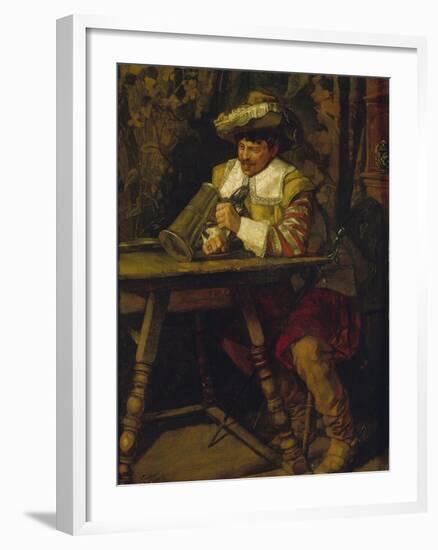 Soldier from the Thirty Years' War with beer mug-Wilhelm Trübner-Framed Giclee Print