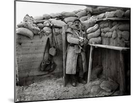 Soldier in a Shelter, Nieuwpoort, 1915-Jacques Moreau-Mounted Photographic Print