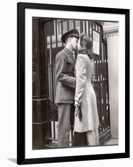 Soldier Kissing His Girlfriend Goodbye in Pennsylvania Station Before Returning to Duty-Alfred Eisenstaedt-Framed Photographic Print