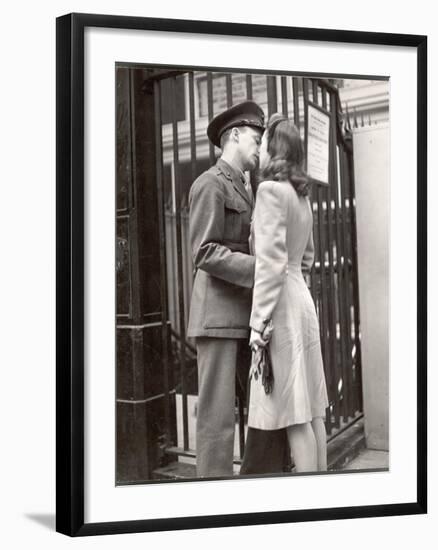 Soldier Kissing His Girlfriend Goodbye in Pennsylvania Station Before Returning to Duty-Alfred Eisenstaedt-Framed Photographic Print