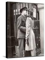 Soldier Kissing His Girlfriend Goodbye in Pennsylvania Station Before Returning to Duty-Alfred Eisenstaedt-Stretched Canvas