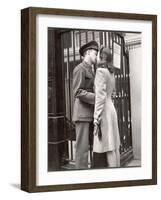 Soldier Kissing His Girlfriend Goodbye in Pennsylvania Station Before Returning to Duty-Alfred Eisenstaedt-Framed Photographic Print