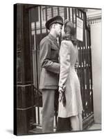 Soldier Kissing His Girlfriend Goodbye in Pennsylvania Station Before Returning to Duty-Alfred Eisenstaedt-Stretched Canvas