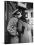 Soldier Kissing His Girlfriend While Saying Goodbye in Pennsylvania Station-Alfred Eisenstaedt-Stretched Canvas