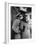 Soldier Kissing His Girlfriend While Saying Goodbye in Pennsylvania Station-Alfred Eisenstaedt-Framed Photographic Print