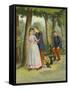 Soldier Making Advances to Maid in Park-null-Framed Stretched Canvas