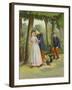 Soldier Making Advances to Maid in Park-null-Framed Giclee Print