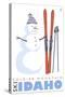 Soldier Mountain, Idaho, Snowman with Skis-Lantern Press-Stretched Canvas